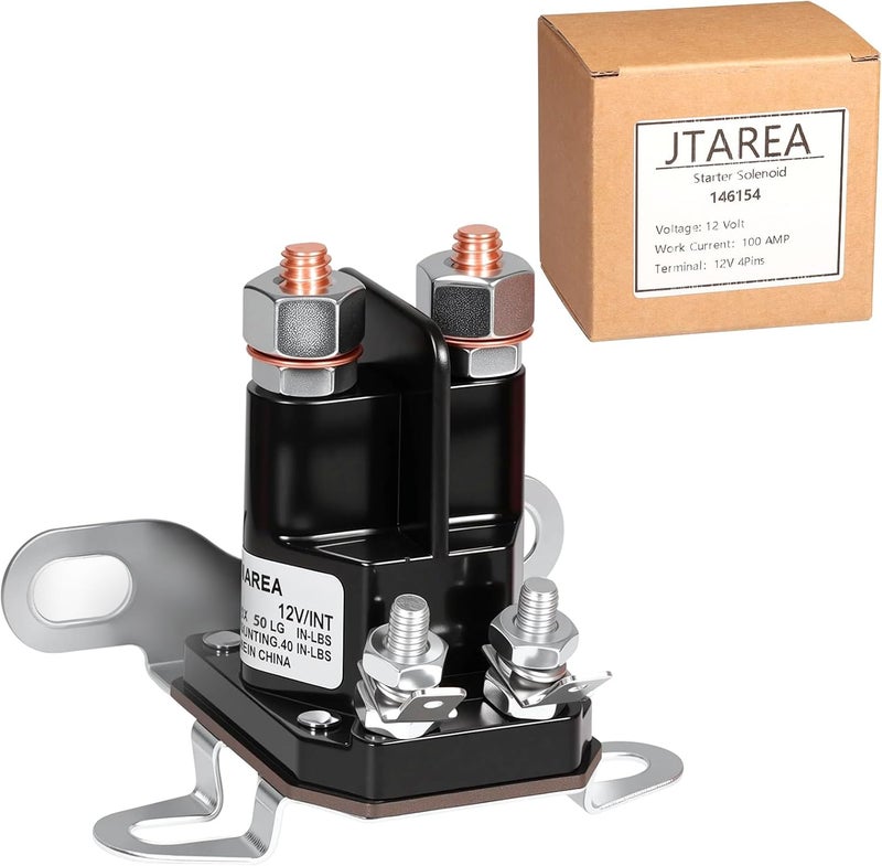 JTAREA 146154 145673 Starter Solenoid 12V 4Pole Lawn Mower Solenoids Compatible with Craftsman LT1000 Poulan Husqvarna 168327 532146154 109081X 178861 1685290 1686981 - Image 1